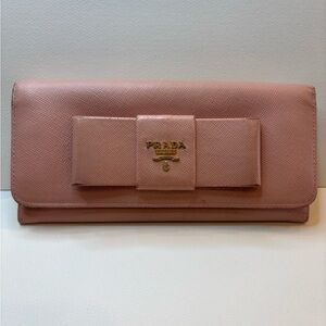 Prada Saffiono Fiocco Pink Bow Wallet Authentic